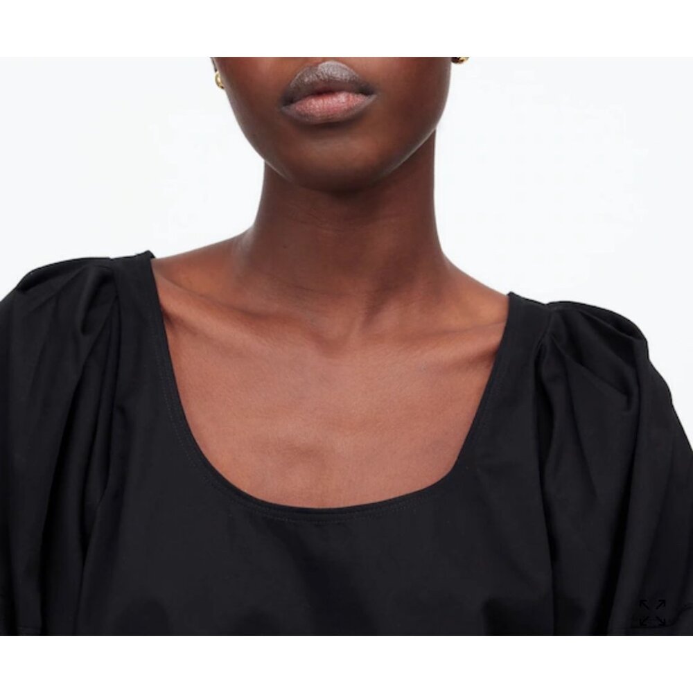 Madewell Womens Relaxed Scoopneck Short-Sleeve Top Black Sz XL Puff Sleeves NWT - Picture 5 of 11